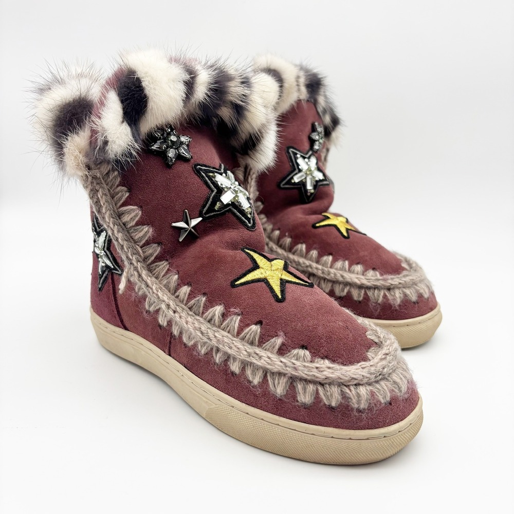 Mou Purple Eskimo Sneaker Boot Star Patches-Size 5